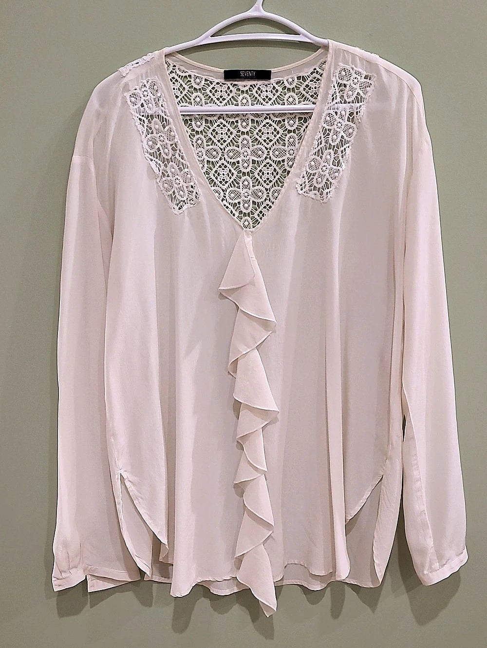Seventy Sergio Tegon Silk Lace Detail Blouse Size 44